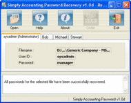 Simply Accounting Password Recovery screenshot